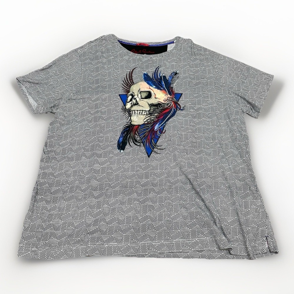 Robert Graham Men's 3XL Geometric Manus Skull Feather Art Graphic T Shirt Cotton